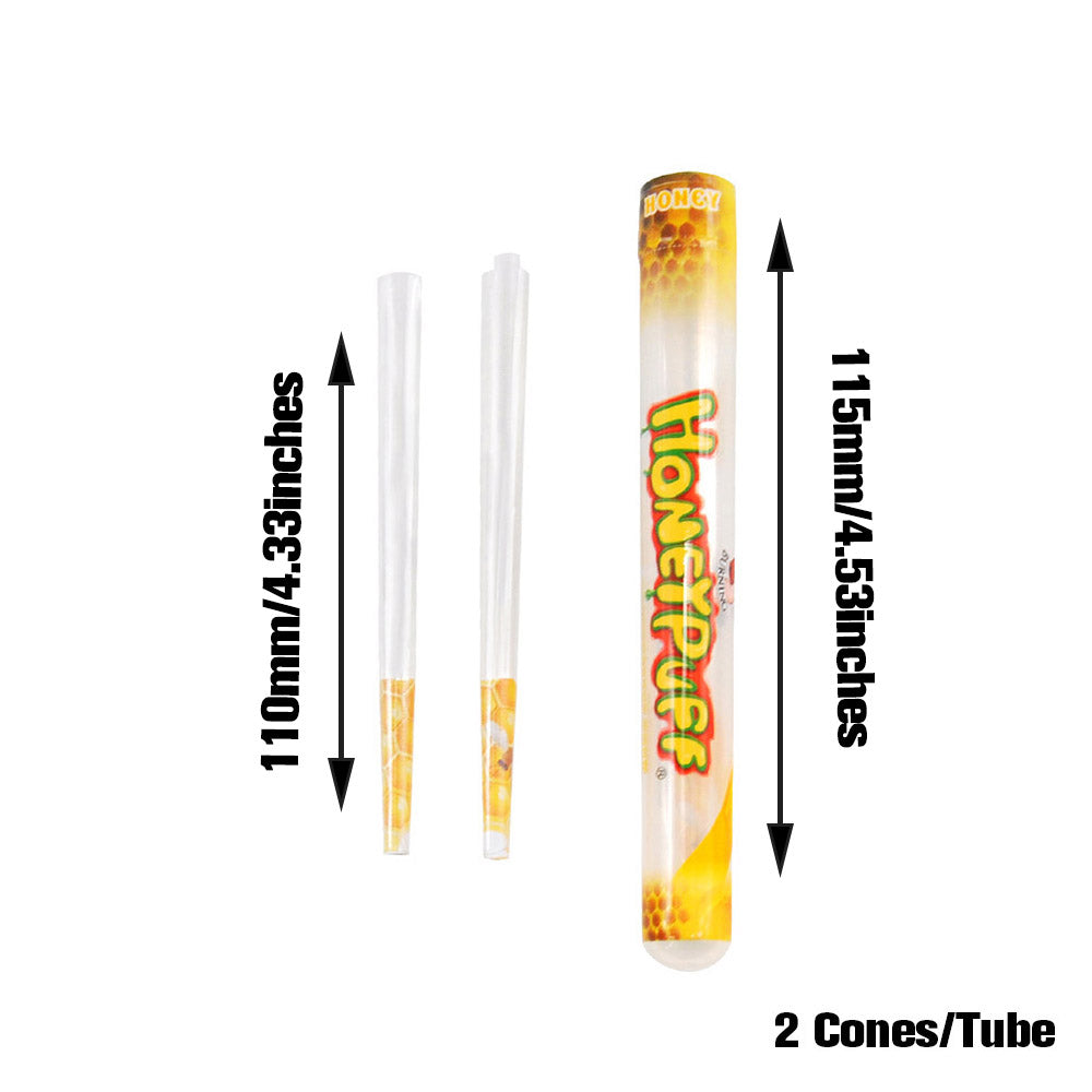 HONEYPUFF Honey Flavored Pre Rolled Cones, King Size Pre Rolled Rolling Paper with Tips, Transparent & Slow Burning Rolled Paper, 2 PCS per Tube