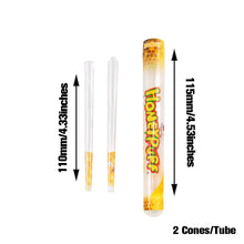 Load image into Gallery viewer, HONEYPUFF Honey Flavored Pre Rolled Cones, King Size Pre Rolled Rolling Paper with Tips, Transparent & Slow Burning Rolled Paper, 2 PCS per Tube