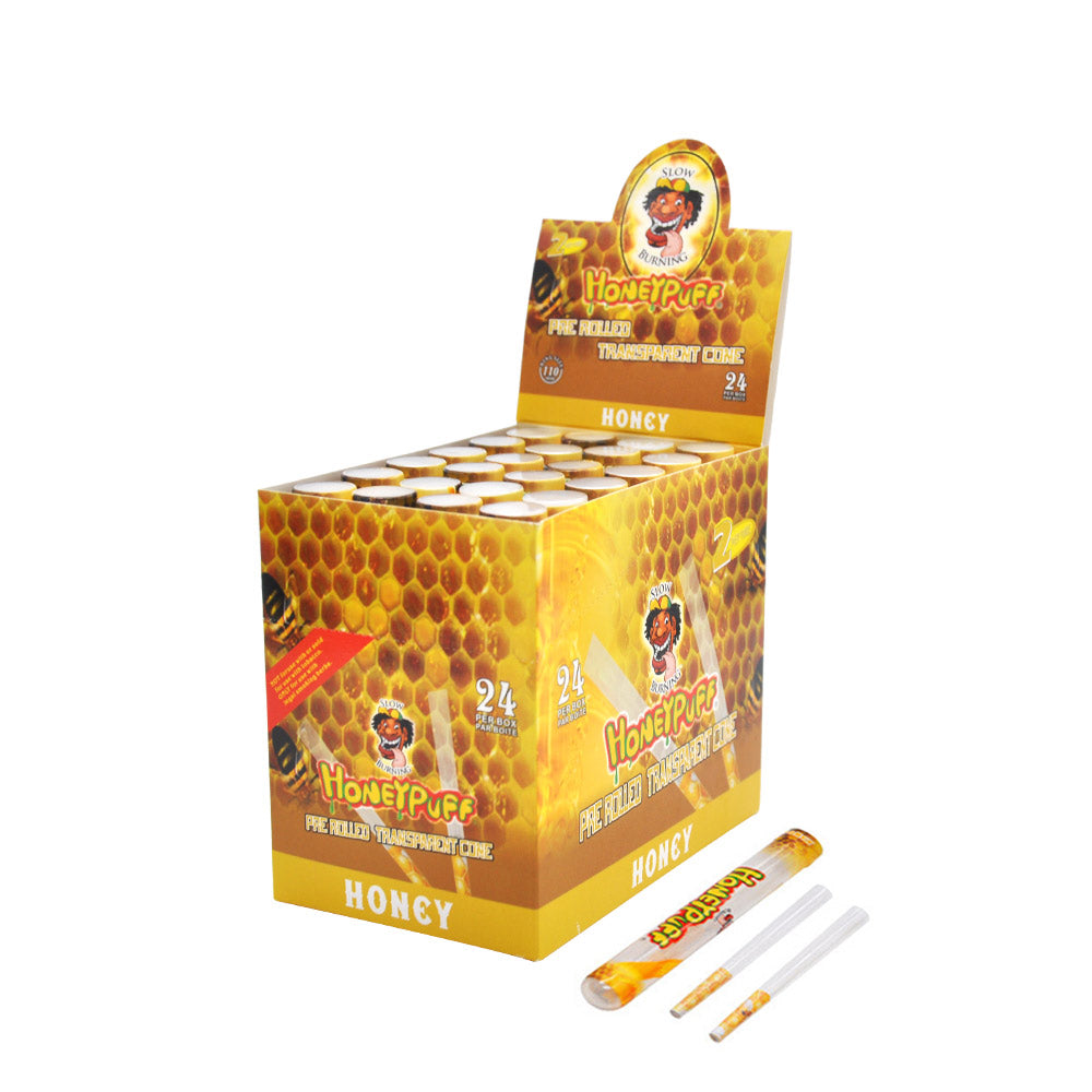 HONEYPUFF Honey Flavored Pre Rolled Cones, King Size Pre Rolled Rolling Paper with Tips, Transparent & Slow Burning Rolled Paper, 2 PCS per Tube