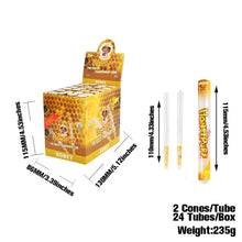 Load image into Gallery viewer, HONEYPUFF Honey Flavored Pre Rolled Cones, King Size Pre Rolled Rolling Paper with Tips, Transparent & Slow Burning Rolled Paper, 2 PCS per Tube