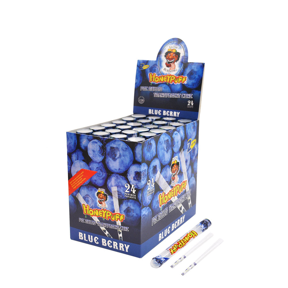 HONEYPUFF Blaubeergeschmack, vorgerollte Tüten, transparente Zigarettenpapiere, vorgerollte Kingsize-Zigarettenpapiere mit Tips, 2 Stück pro Tube