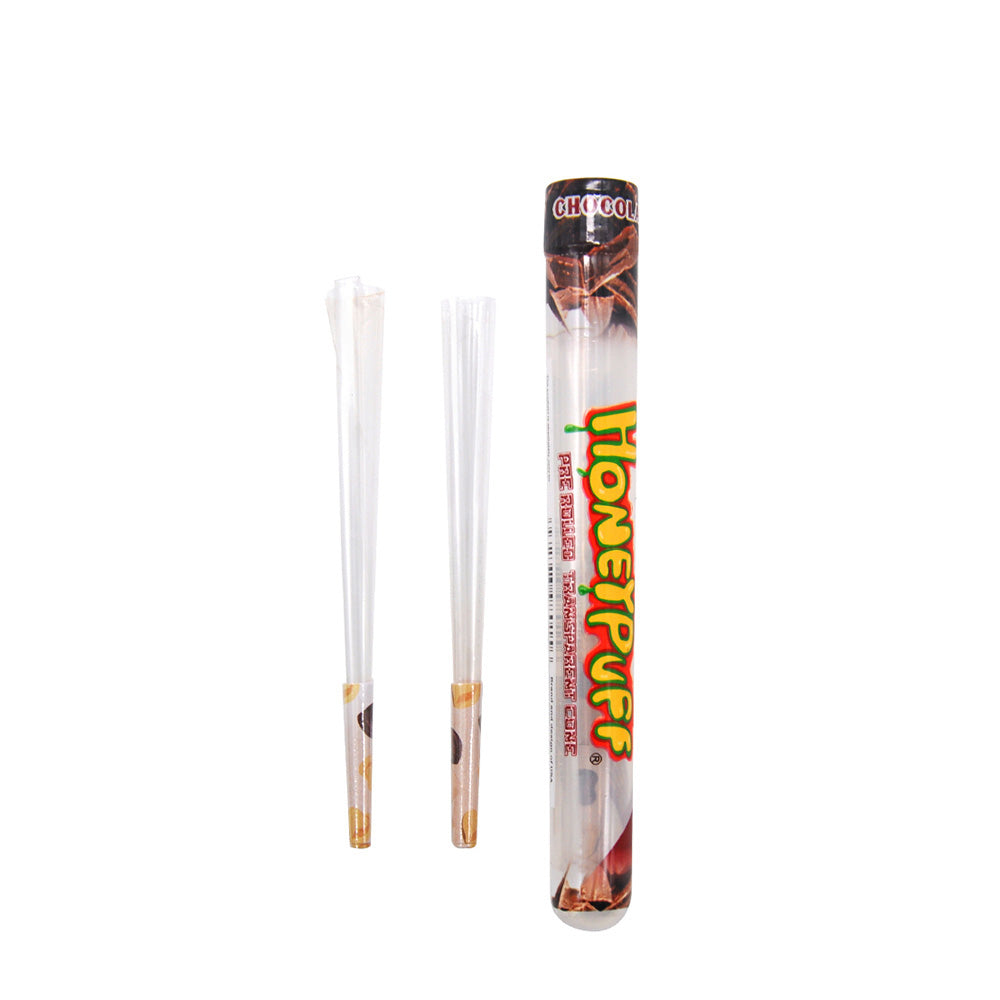 HONEYPUFF Chocolate Flavored Pre Rolled Cones, Clear Rolling Papers, King Size Pre Rolled Rolling Paper with Tips, 2 PCS per Tube