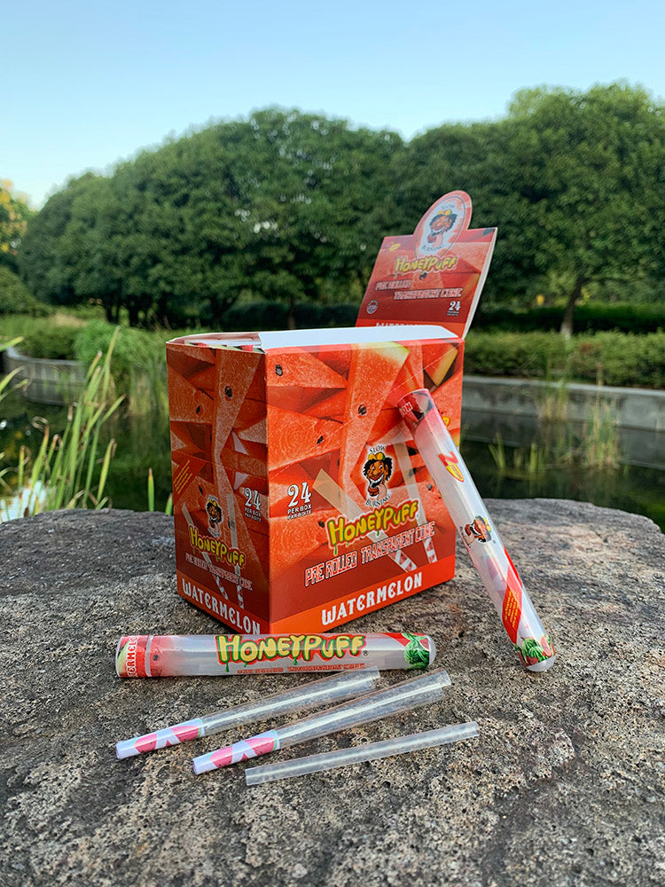 HONEYPUFF Watermelon Flavor Pre Rolled Cones, Clear Rolling Papers, King Size Pre Rolled Rolling Paper with Tips, 2 PCS per Tube