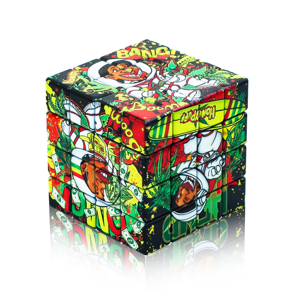 HONEYPUFF Cube Shape Plastic Smoker Grinder, 58 mm 4 Lay Herb Grinder, 6 PCS / Box