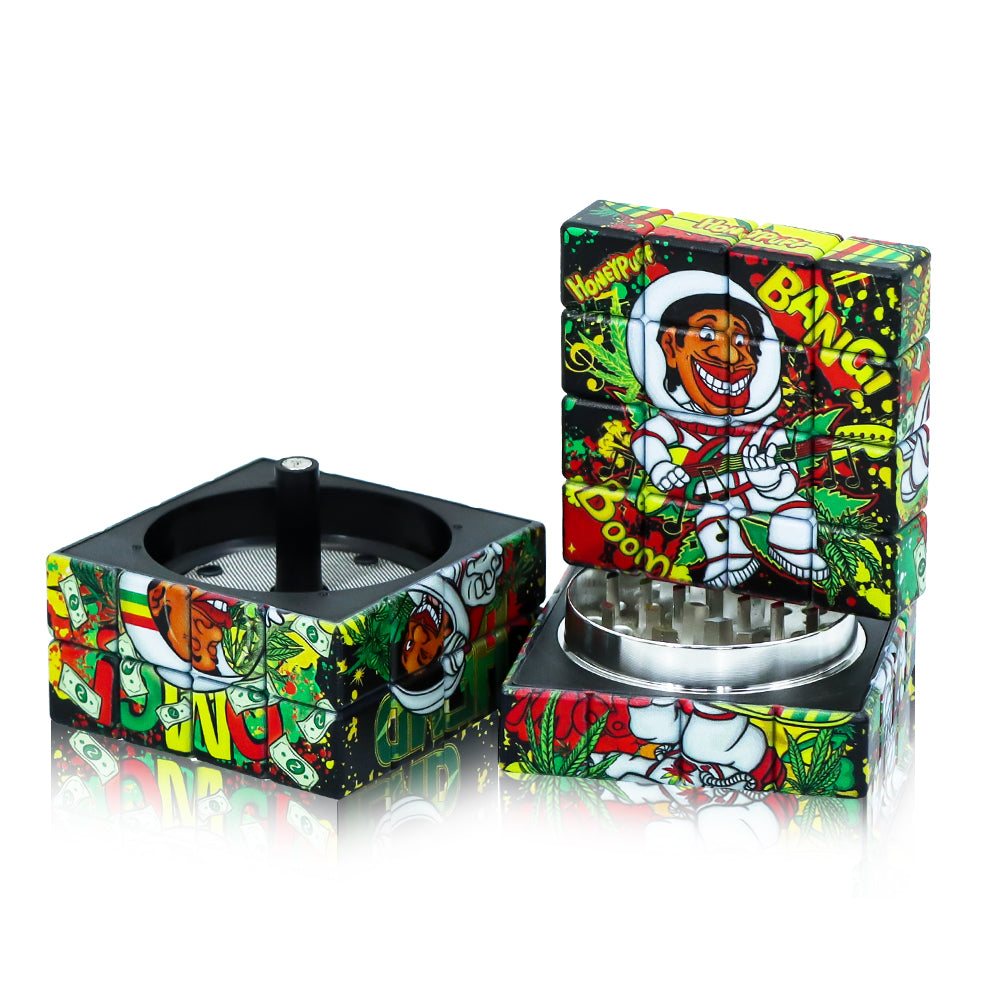 HONEYPUFF Cube Shape Plastic Smoker Grinder, 58 mm 4 Lay Herb Grinder, 6 PCS / Box