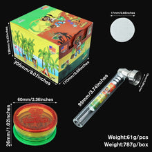 Load image into Gallery viewer, HONEYPUFF Herb Grinder Kit, Glass Hand Pipe With Metal Bowl, Plastic Herb Grinder, 5 PCS Stainless Steel Pipe Screen