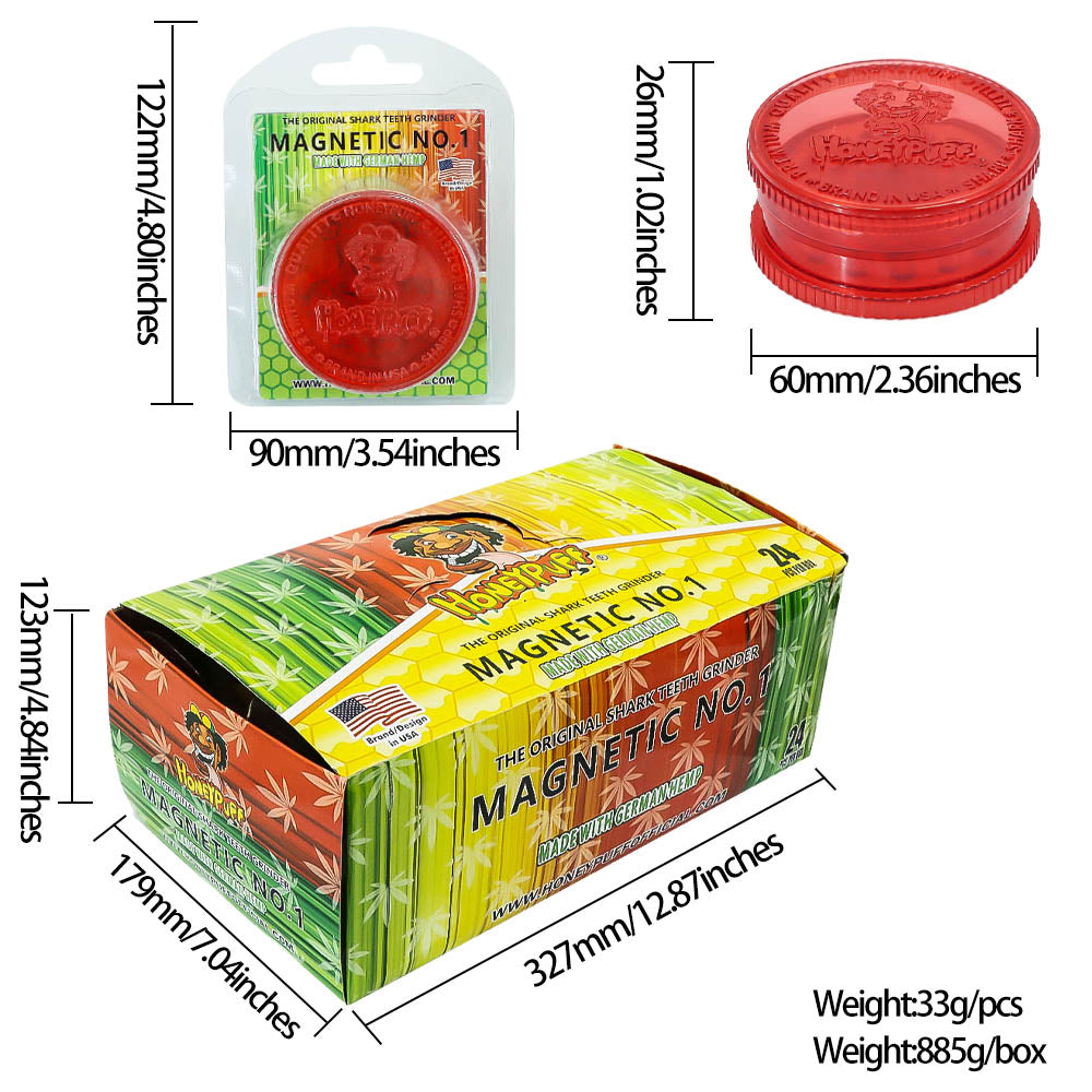 HONEYPUFF Biodegradable Plastic Herb Grinder, 60 mm 2 Lay Tobacco Grinder