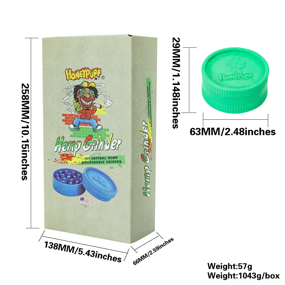 HONEYPUFF Biodegradable Plastic Herb Grinder, 63 mm 2 Lay Tobacco Grinder, Portable Weed Grinders