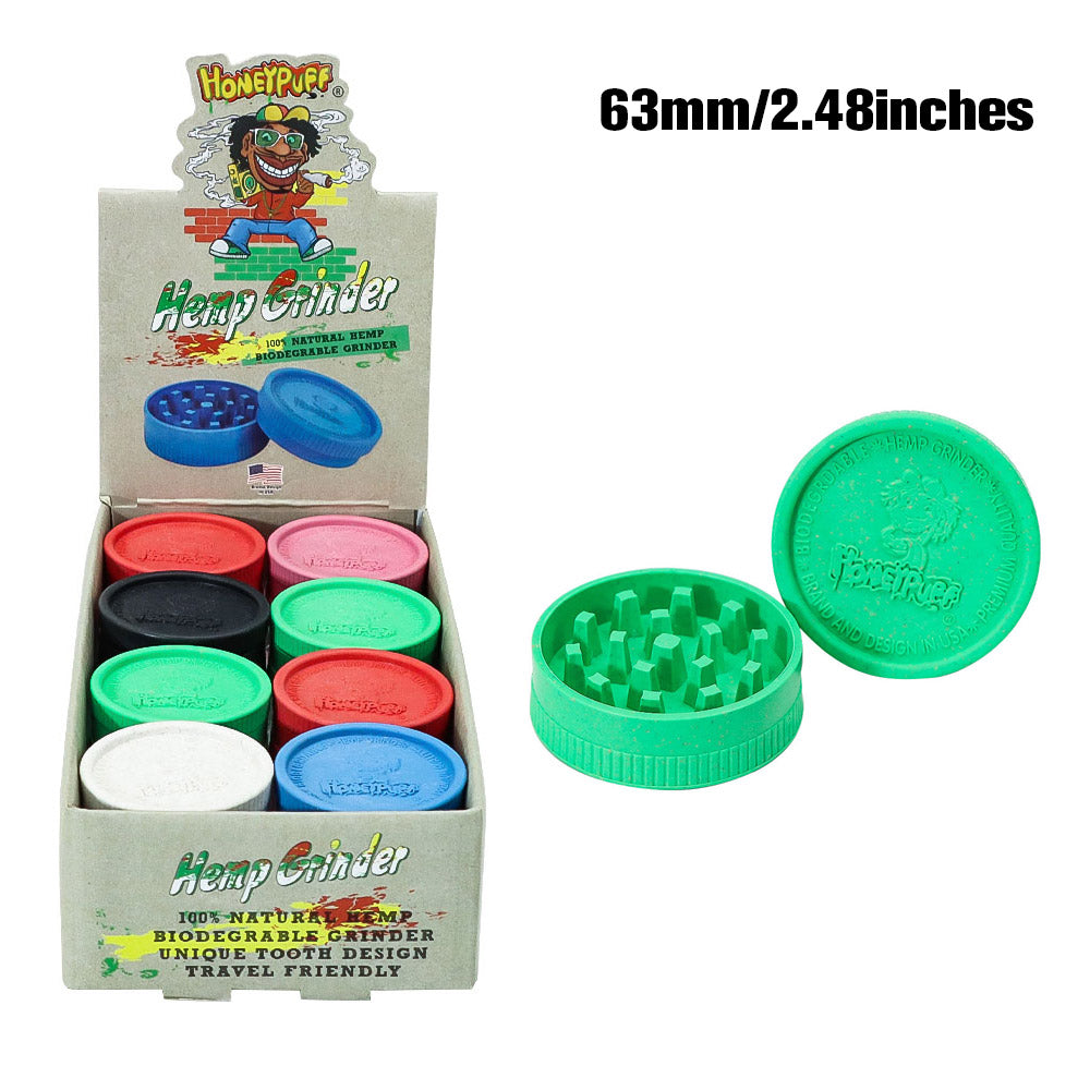 HONEYPUFF Biodegradable Plastic Herb Grinder, 63 mm 2 Lay Tobacco Grinder, Portable Weed Grinders