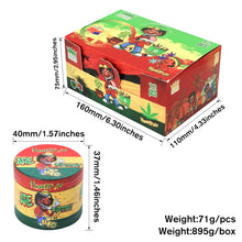 Load image into Gallery viewer, HONEYPUFF 40 mm Zinc Metal Herb Grinder, Rasta Style 4 Lay Smoker Grinder, 6 PCS / Box