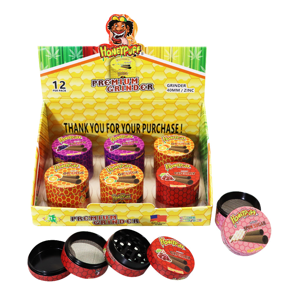 HONEYPUFF 4 Lay Zinc Metal Smoker Grinder, 40 mm Herb Grinder, Easy Clean Herb Grinders
