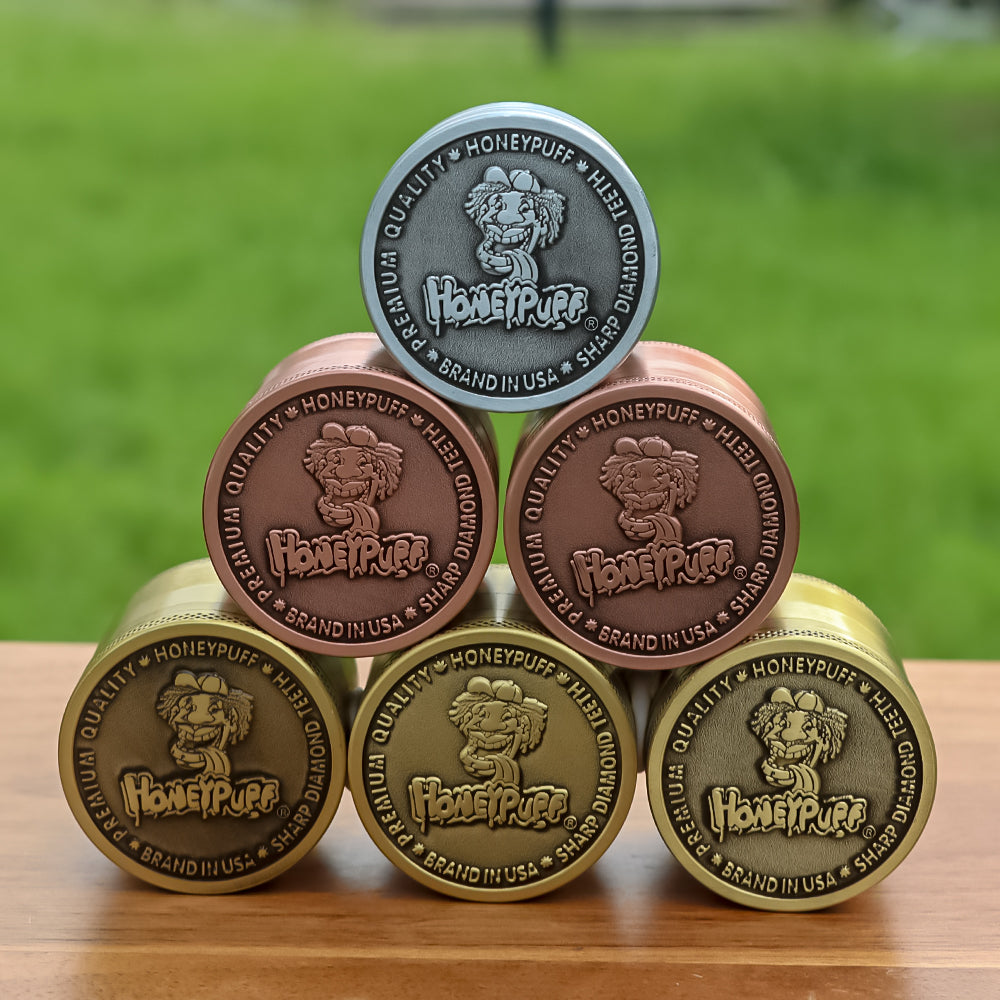 HONEYPUFF 40 mm Zinc Alloy Herb Grinder, 4 Lay Metal Smoker Grinder, Easy Clean Weed Grinder, 6 PCS / Box