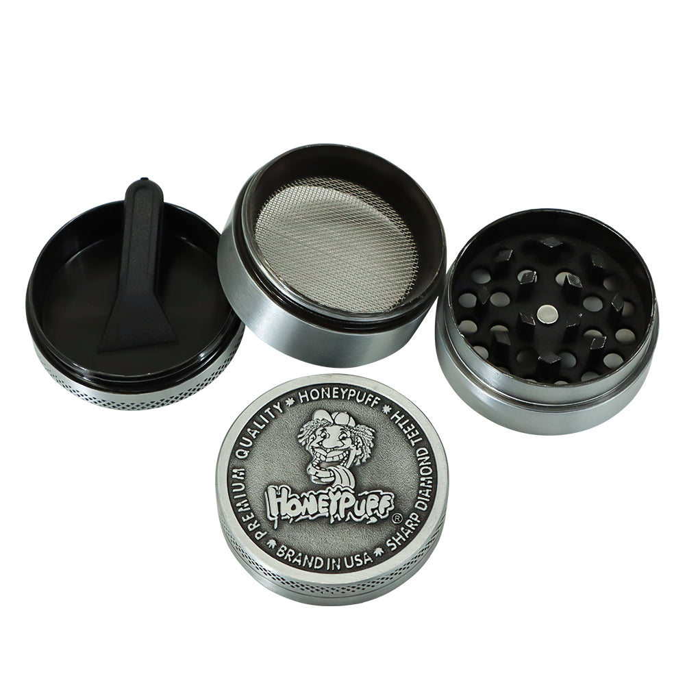 HONEYPUFF 40 mm Zinc Alloy Herb Grinder, 4 Lay Metal Smoker Grinder, Easy Clean Weed Grinder, 6 PCS / Box