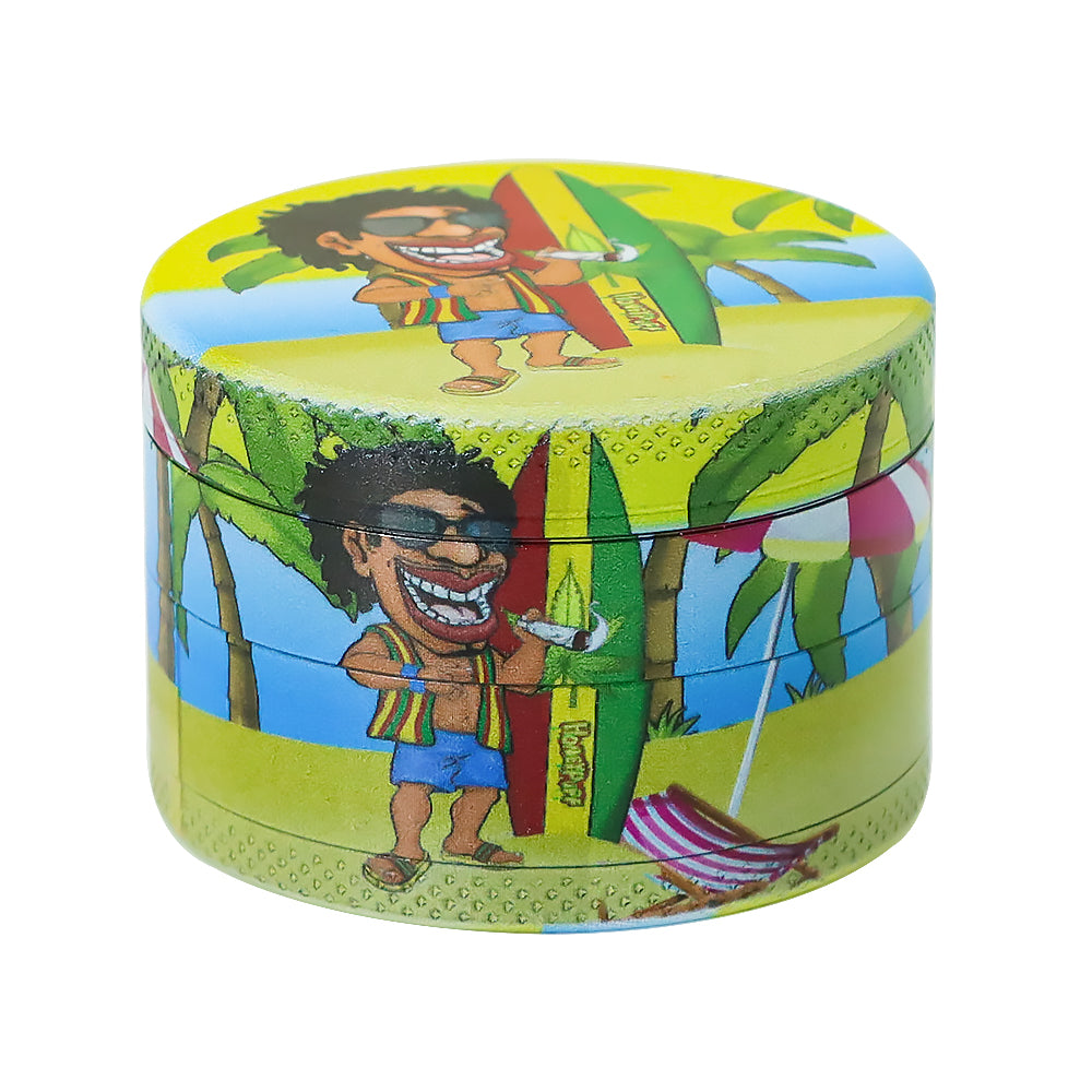 Moulin à herbes Honeypuff 50 mm en zinc et métal, style rasta, 4 couches, 6 pièces par boîte
