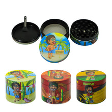 Load image into Gallery viewer, HONEYPUFF 50 mm Zinc Metal Herb Grinder, Rasta Style 4 Lay Smoker Grinder, 6 PCS / Box