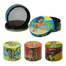 Load image into Gallery viewer, HONEYPUFF 50 mm Zinc Metal Herb Grinder, Rasta Style 4 Lay Smoker Grinder, 6 PCS / Box