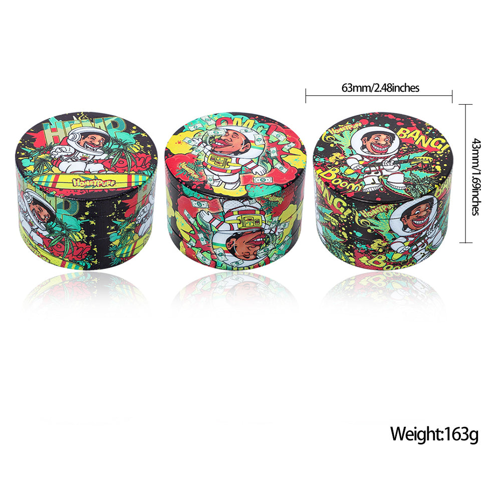 HOENYPUFF 60 mm Zinc Alloy Herb Grinder, 4 Layers Metal Smoker Grinder, Black Weed Grinder, 6 PCS / Box