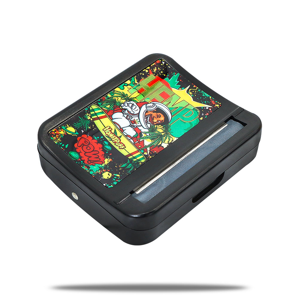 HOEYPUFF 1 1/4 Size Automatic Rolling Machine Case, Black Cigarette Rolling Machine Box with Large Stash Case, 6 PCS / Box