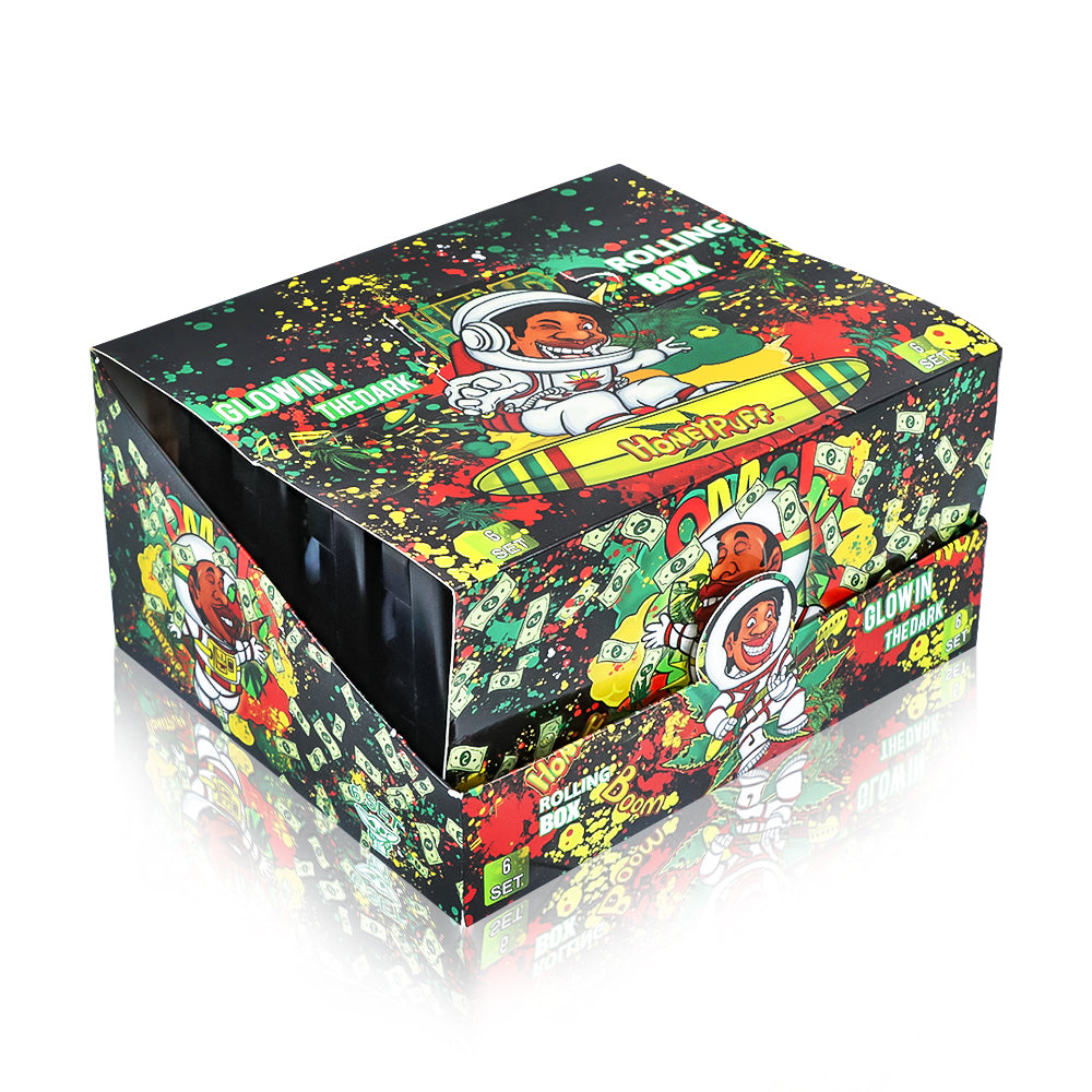 HOEYPUFF 1 1/4 Size Automatic Rolling Machine Case, Black Cigarette Rolling Machine Box with Large Stash Case, 6 PCS / Box