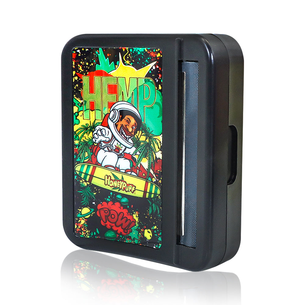 HOEYPUFF 1 1/4 Size Automatic Rolling Machine Case, Black Cigarette Rolling Machine Box with Large Stash Case, 6 PCS / Box