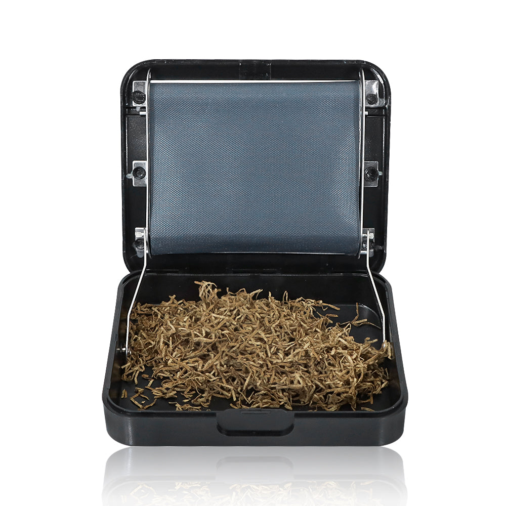 HOEYPUFF 1 1/4 Size Automatic Rolling Machine Case, Black Cigarette Rolling Machine Box with Large Stash Case, 6 PCS / Box