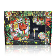 Load image into Gallery viewer, HONEYPUFF Rolling Tray Kit, 7” x 5.5 “ Size Metal Tolling Tray, 4 Lay Zinc Alloy Herb Grinder, Skull Shape Glass Ashtray, Glass Tobacco Pipe With Metal Bowl
