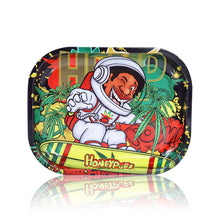 Load image into Gallery viewer, HONEYPUFF Rolling Tray Kit, 7” x 5.5 “ Size Metal Tolling Tray, 4 Lay Zinc Alloy Herb Grinder, Skull Shape Glass Ashtray, Glass Tobacco Pipe With Metal Bowl