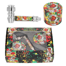 Load image into Gallery viewer, HONEPUFF Herb Grinder Kit, Glass Smoking Pipe With Metal Blow, 4 Lay Zinc Alloy Tobacco Grinder
