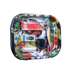Load image into Gallery viewer, HONEYPUFF rolling tray kit, Cola Flavored 1 1/4 Size Rolling Paper, White Rolling Tip, Glass One Hitter, Plastic Herb Grinder