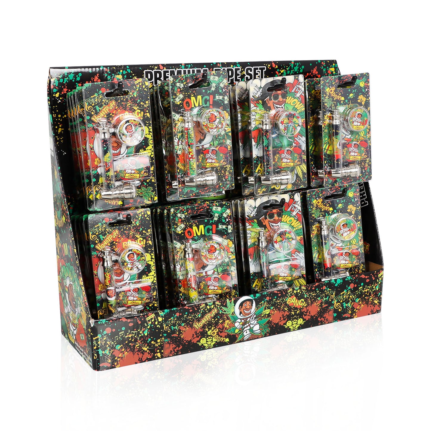 HONEYPUFF Herb Grinder Kit, Ø 30 Metal Herb Grinder, Glass Tobacco Pipe With Metal Bowl, 5 PCS Stainless Steel Pipe Screen