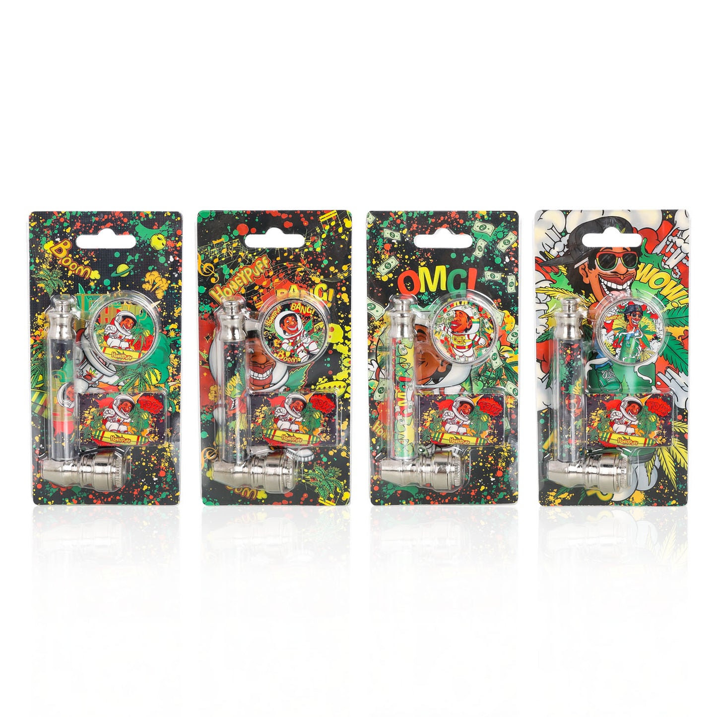 HONEYPUFF Herb Grinder Kit, Ø 30 Metal Herb Grinder, Glass Tobacco Pipe With Metal Bowl, 5 PCS Stainless Steel Pipe Screen