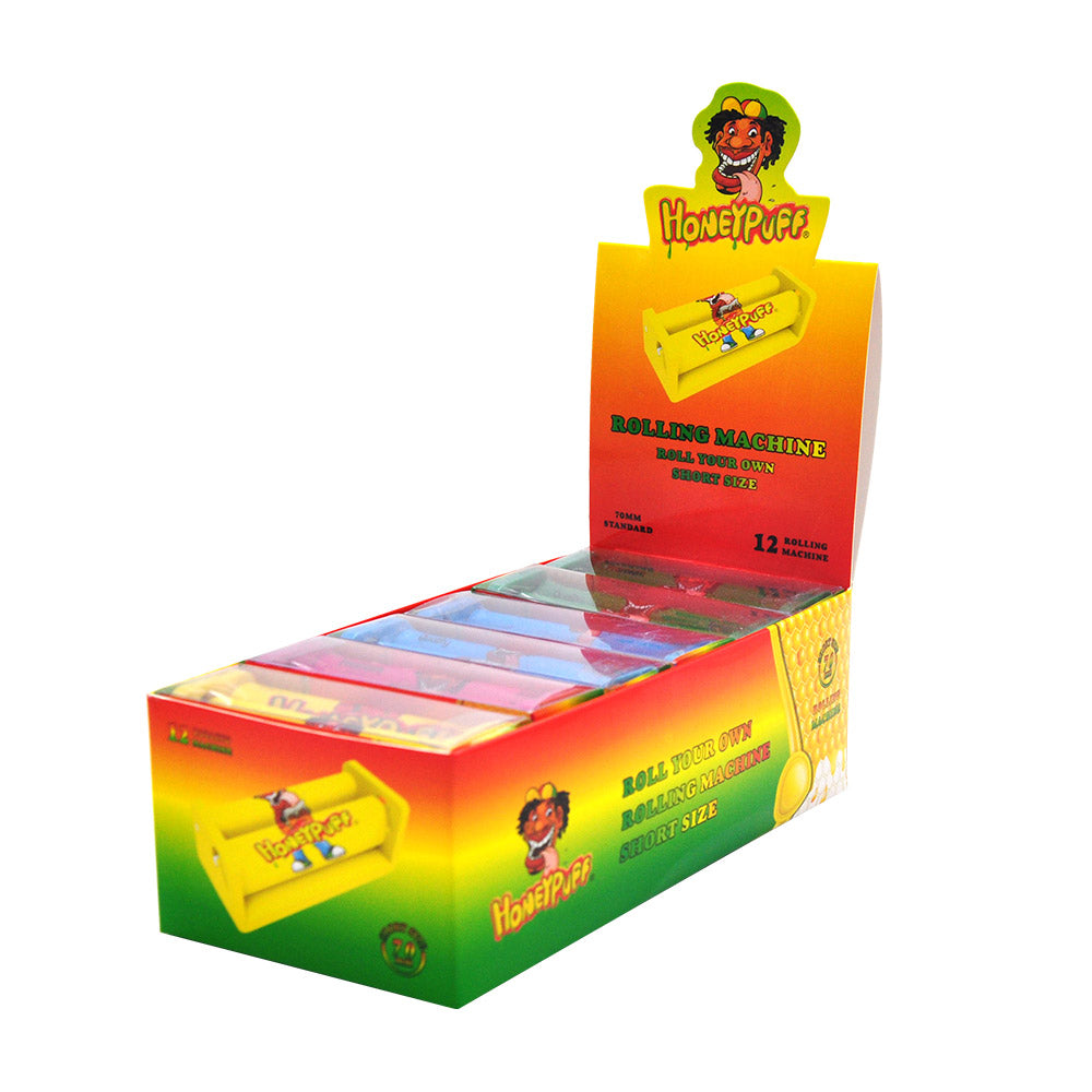 HONEYPUFF Zigarettenrollmaschine aus Kunststoff, Größe 70 mm, bunte Zigarettenpapiermaschine, 12 Stück/Box