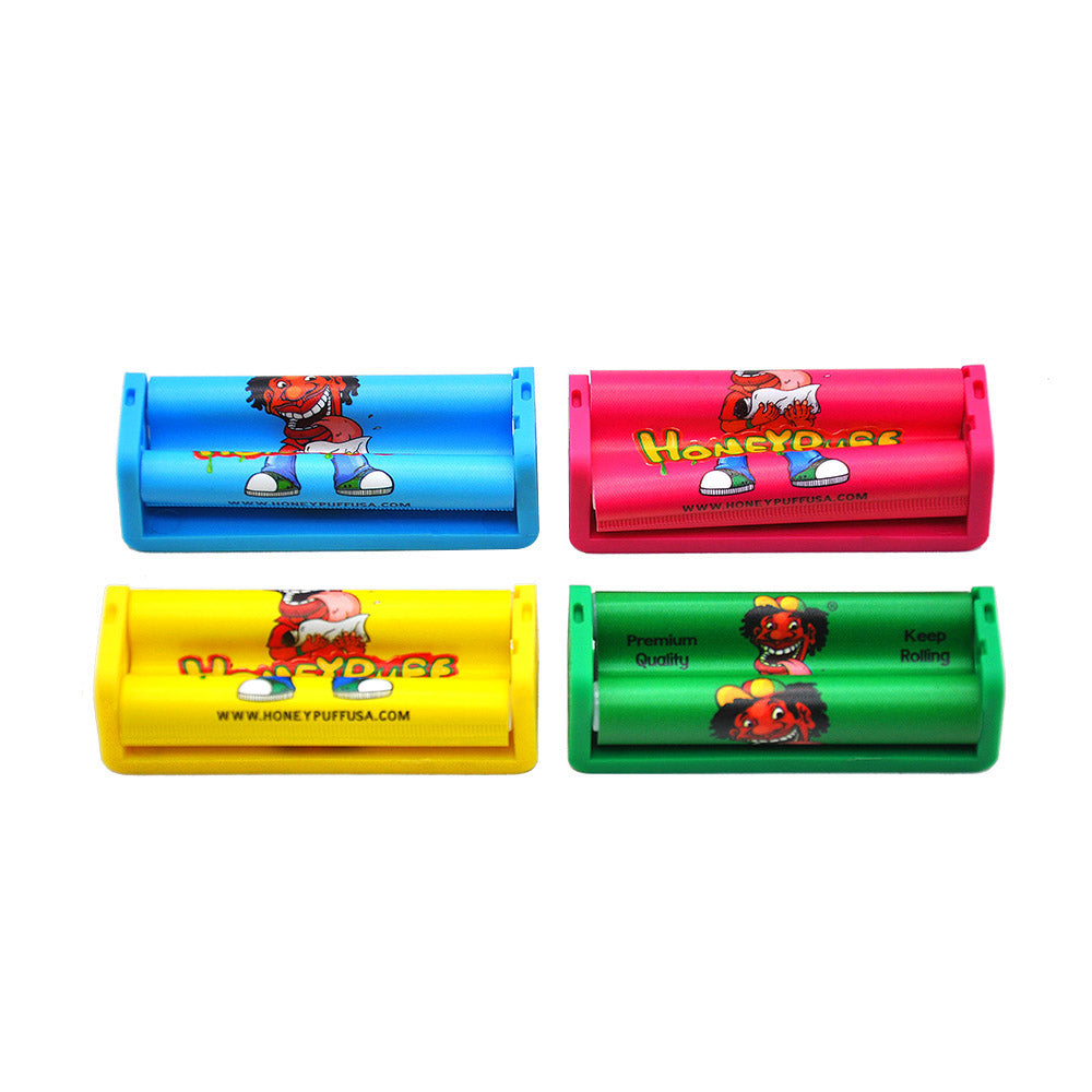 HONEYPUFF Zigarettenrollmaschine aus Kunststoff, Größe 70 mm, bunte Zigarettenpapiermaschine, 12 Stück/Box