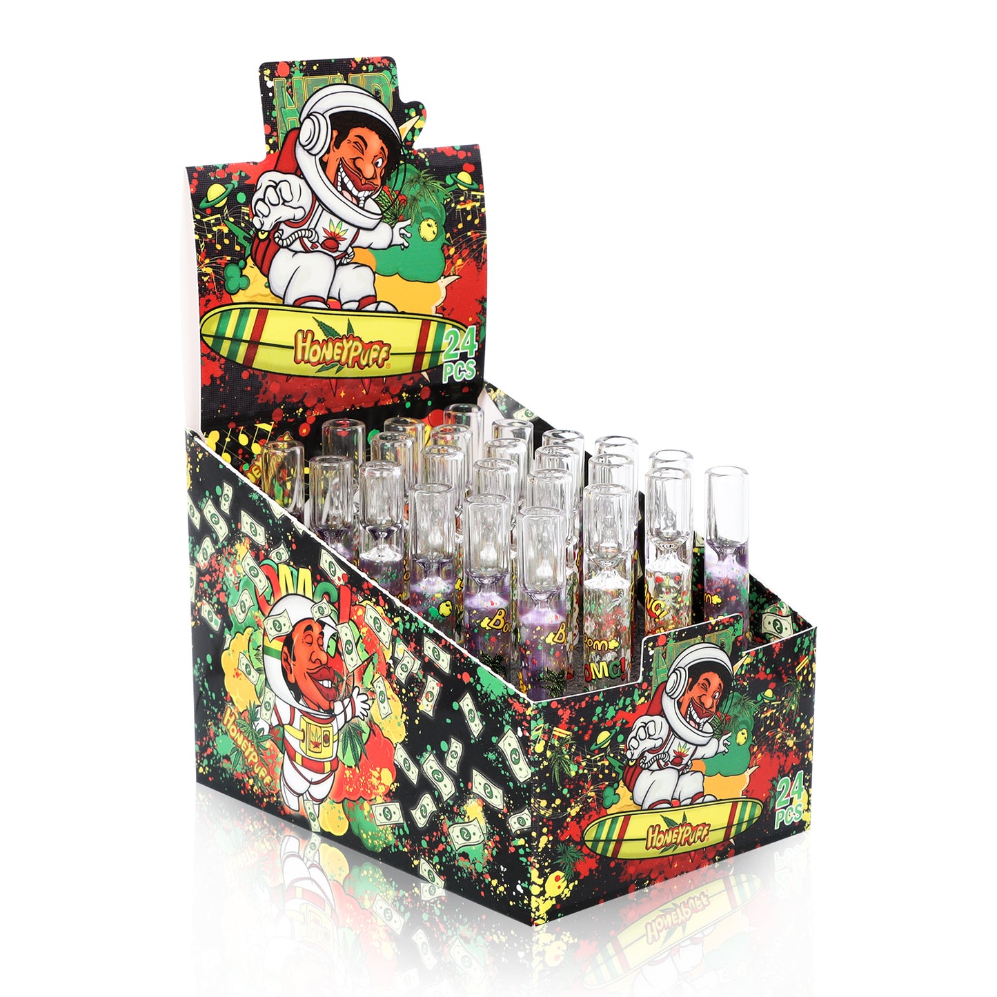 Pipes à tabac Honeypuff en verre One Hitter, 103 mm, faciles à nettoyer, 24 pièces