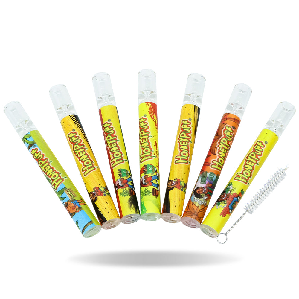 Pipes à tabac Honeypuff en verre One Hitter, 103 mm, soufflées à la main et faciles à nettoyer, 24 pièces