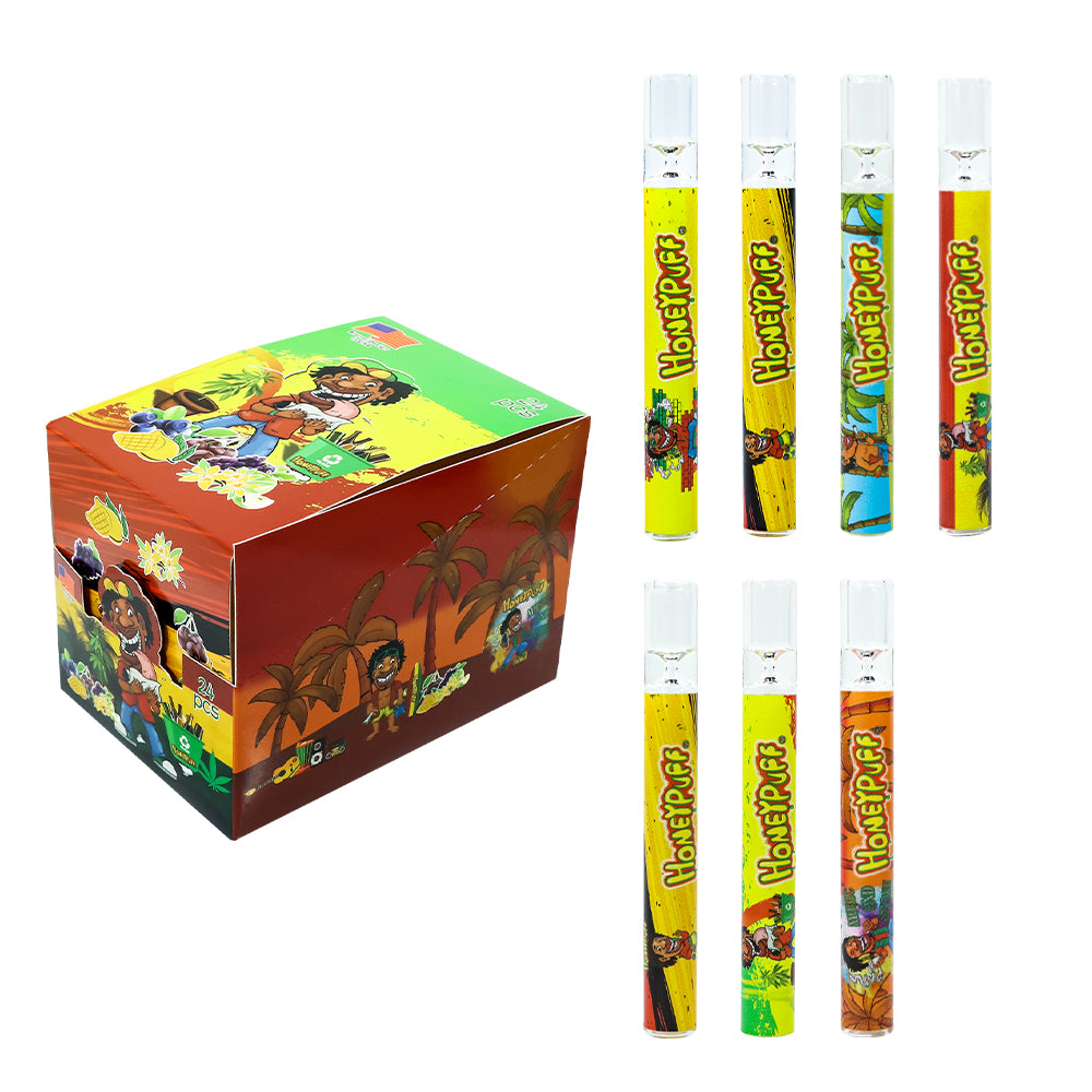 Pipes à tabac Honeypuff en verre One Hitter, 103 mm, soufflées à la main et faciles à nettoyer, 24 pièces