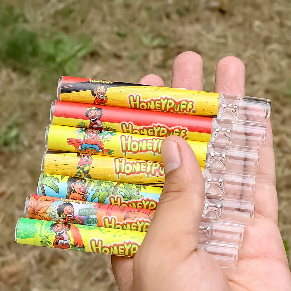 Pipes à tabac Honeypuff en verre One Hitter, 103 mm, soufflées à la main et faciles à nettoyer, 24 pièces