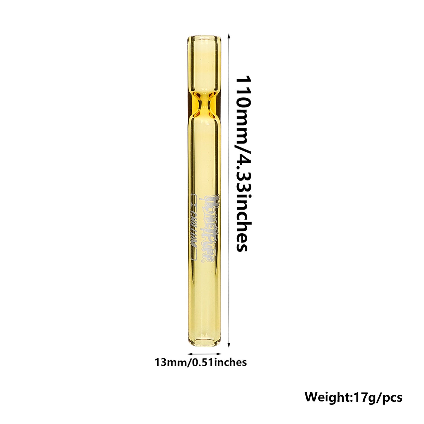 HONEYPUFF Yellow Glass One Hitter, 13 x 110 Size Smoking Pipe , Easy Clean Tobacco Pipes, 50 PCS