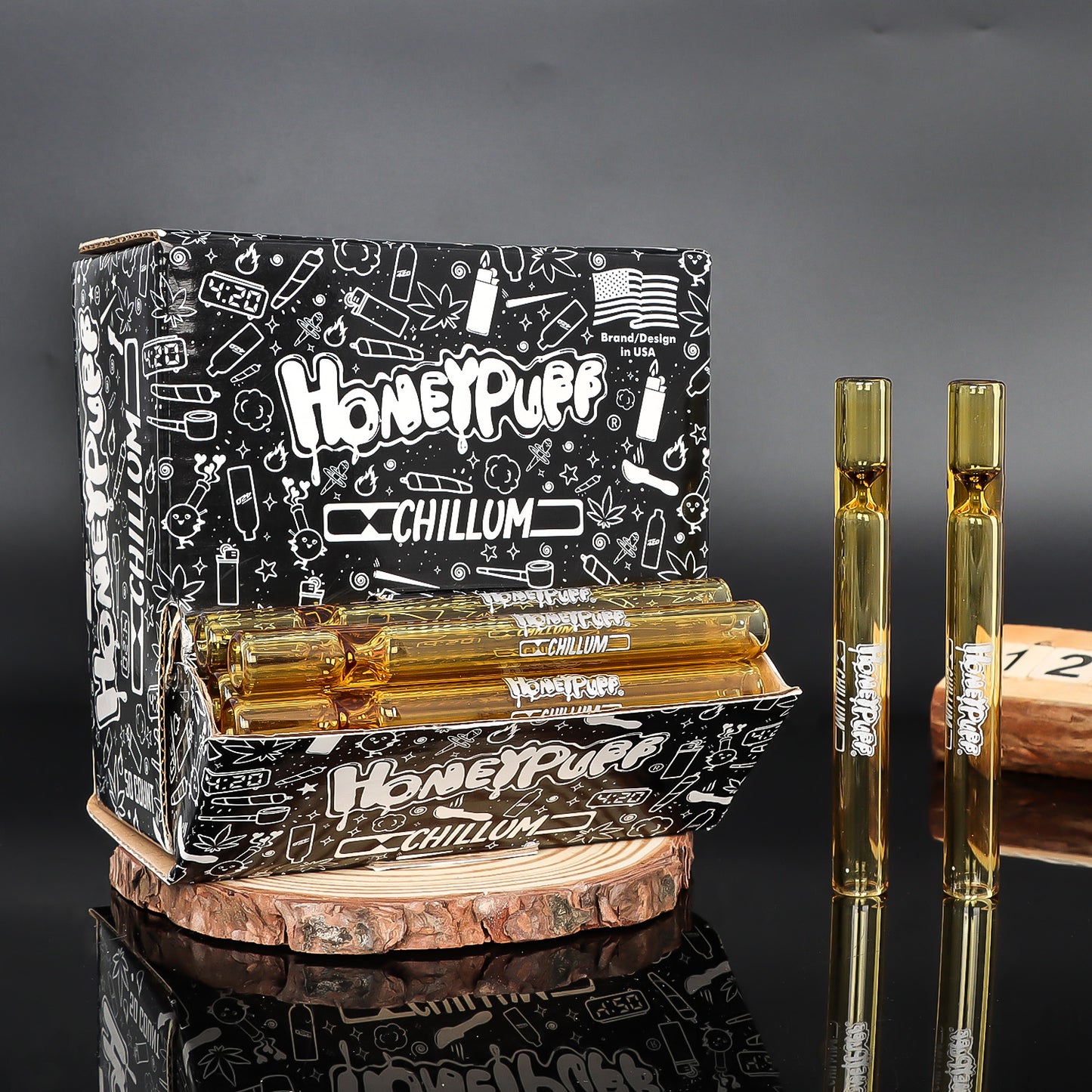 HONEYPUFF Yellow Glass One Hitter, 13 x 110 Size Smoking Pipe , Easy Clean Tobacco Pipes, 50 PCS