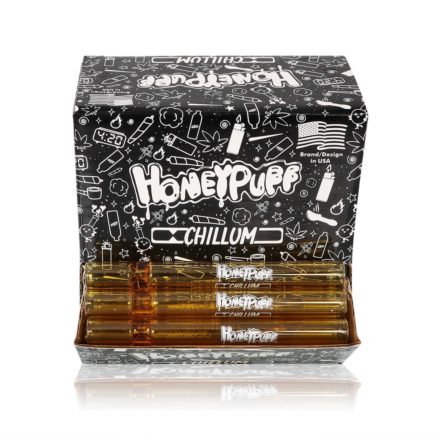 HONEYPUFF Yellow Glass One Hitter, 13 x 110 Size Smoking Pipe , Easy Clean Tobacco Pipes, 50 PCS