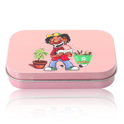 HONEYPUFF Tinplate Tobacco Storage Box, Three Color ( Blue, Green, Pink ) Metal Tin, 100 x 65 x 20 mm Size Portable Storage Box, 24 PCS / Box