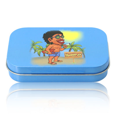 HONEYPUFF Tinplate Tobacco Storage Box, Three Color ( Blue, Green, Pink ) Metal Tin, 100 x 65 x 20 mm Size Portable Storage Box, 24 PCS / Box