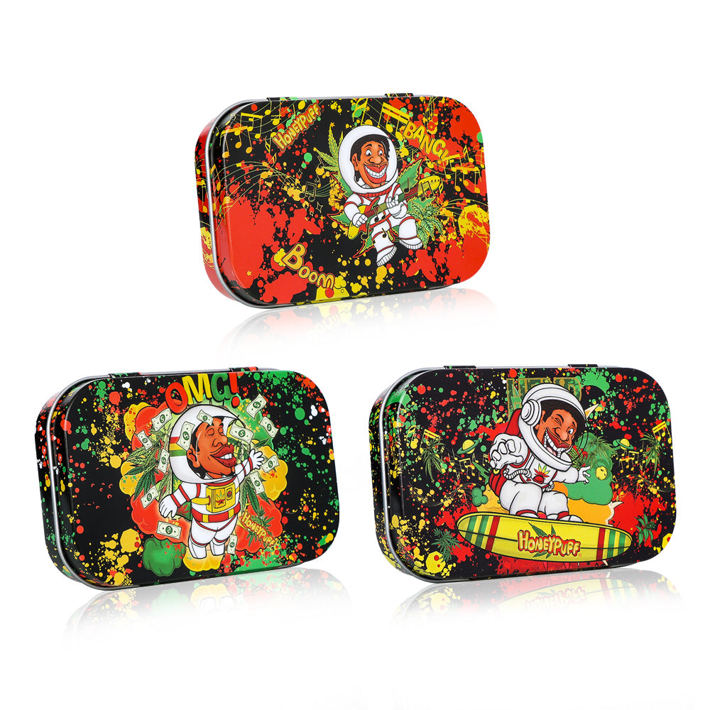 HONEYPUFF Tinplate Tobacco Storage Metal Tin, 100 x 64 x 21 Mm Size Portable Storage Box, 24 PCS / Box