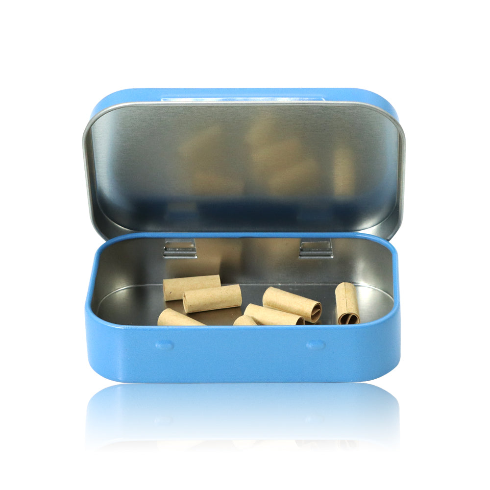 HONEYPUFF Tinplate Tobacco Storage Box, Three Color ( Blue, Green, Pink ) Metal Tin, 100 x 65 x 20 mm Size Portable Storage Box, 24 PCS / Box