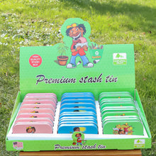 Load image into Gallery viewer, HONEYPUFF Tinplate Tobacco Storage Box, Three Color ( Blue, Green, Pink ) Metal Tin, 100 x 65 x 20 mm Size Portable Storage Box, 24 PCS / Box