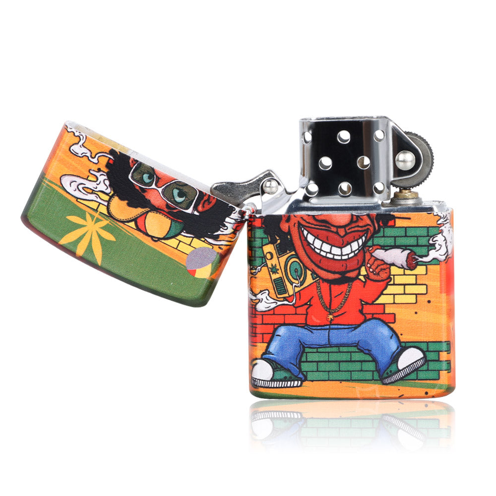 HONEYPUFF Windproof Long Lasting Metal Lighter, Rasta Style Cigarette Lighters