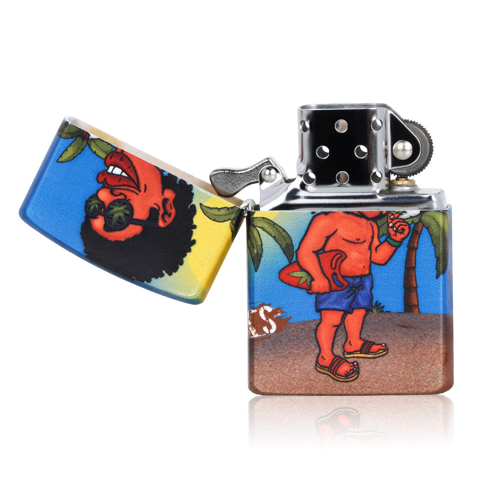 HONEYPUFF Windproof Long Lasting Metal Lighter, Rasta Style Cigarette Lighters