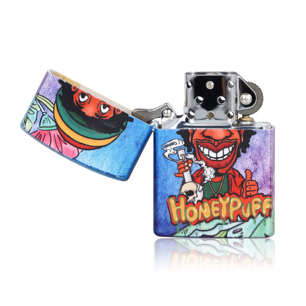 HONEYPUFF Windproof Long Lasting Metal Lighter, Rasta Style Cigarette Lighters
