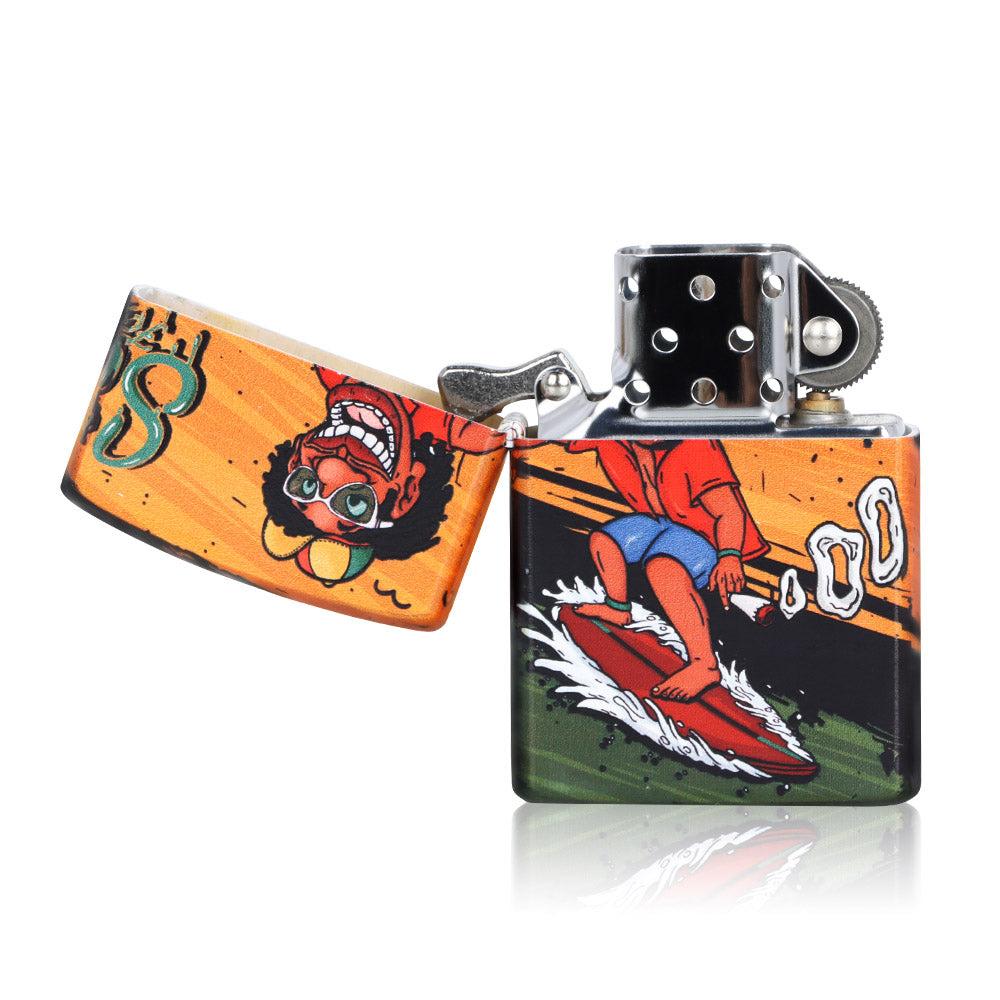 HONEYPUFF Windproof Long Lasting Metal Lighter, Rasta Style Cigarette Lighters