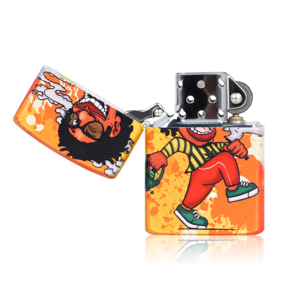 HONEYPUFF Windproof Long Lasting Metal Lighter, Rasta Style Cigarette Lighters